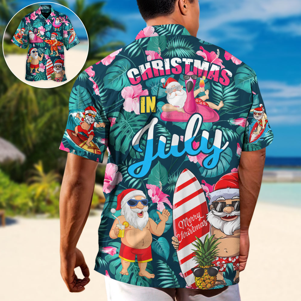 Christmas In July Funny Santa Claus Tropical Style - Hawaiian Shirt