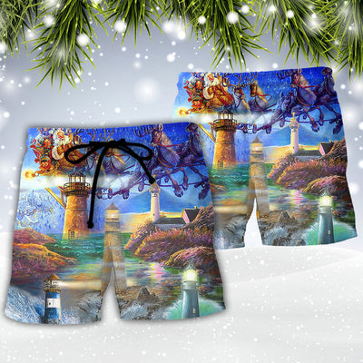 Lighthouse Christmas Shine Your Light In Storm And Darkness - Beach Short - Owls Matrix LTD