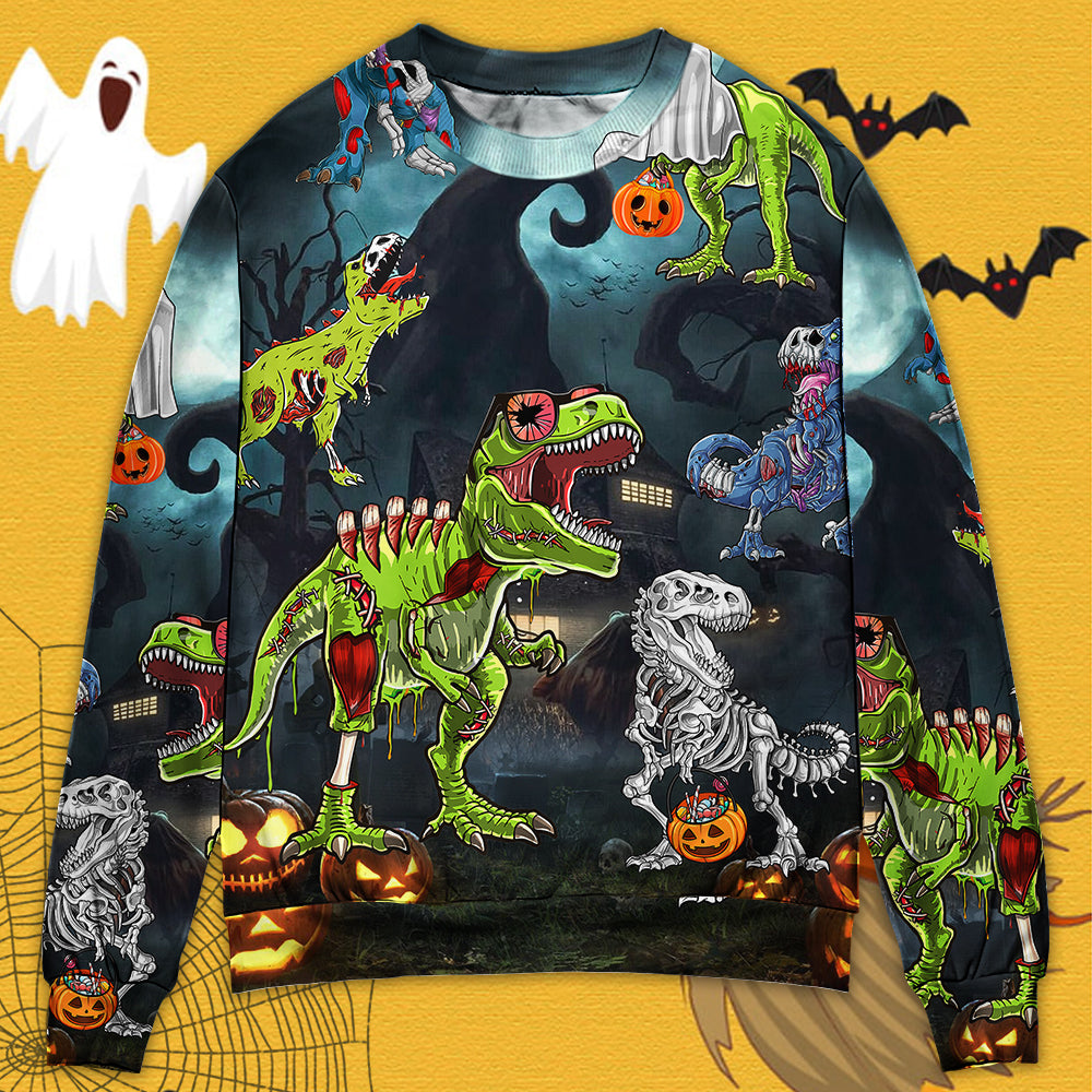 Halloween Zombie Saurus Scary - Sweater - Ugly Christmas Sweaters - Owls Matrix LTD
