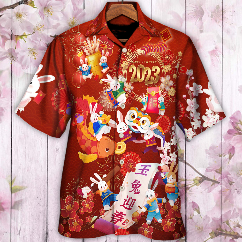 Chinese Lunar Year Rabbit Happy New Year 2023 - Hawaiian Shirt - Owls Matrix LTD