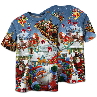 T-shirt / S Christmas Say Hi From Santa's Sleigh - Pajamas Short Sleeve - Owls Matrix LTD