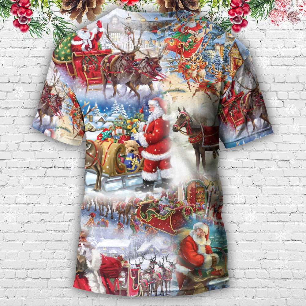 Christmas Believe In The Magic Of Christmas - Round Neck T-shirt - Owls Matrix LTD