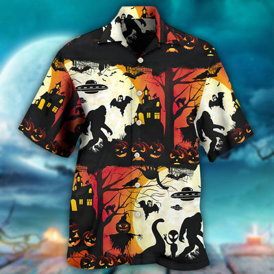 Halloween Ew People Bigfoot UFO - Hawaiian Shirt - Owls Matrix LTD
