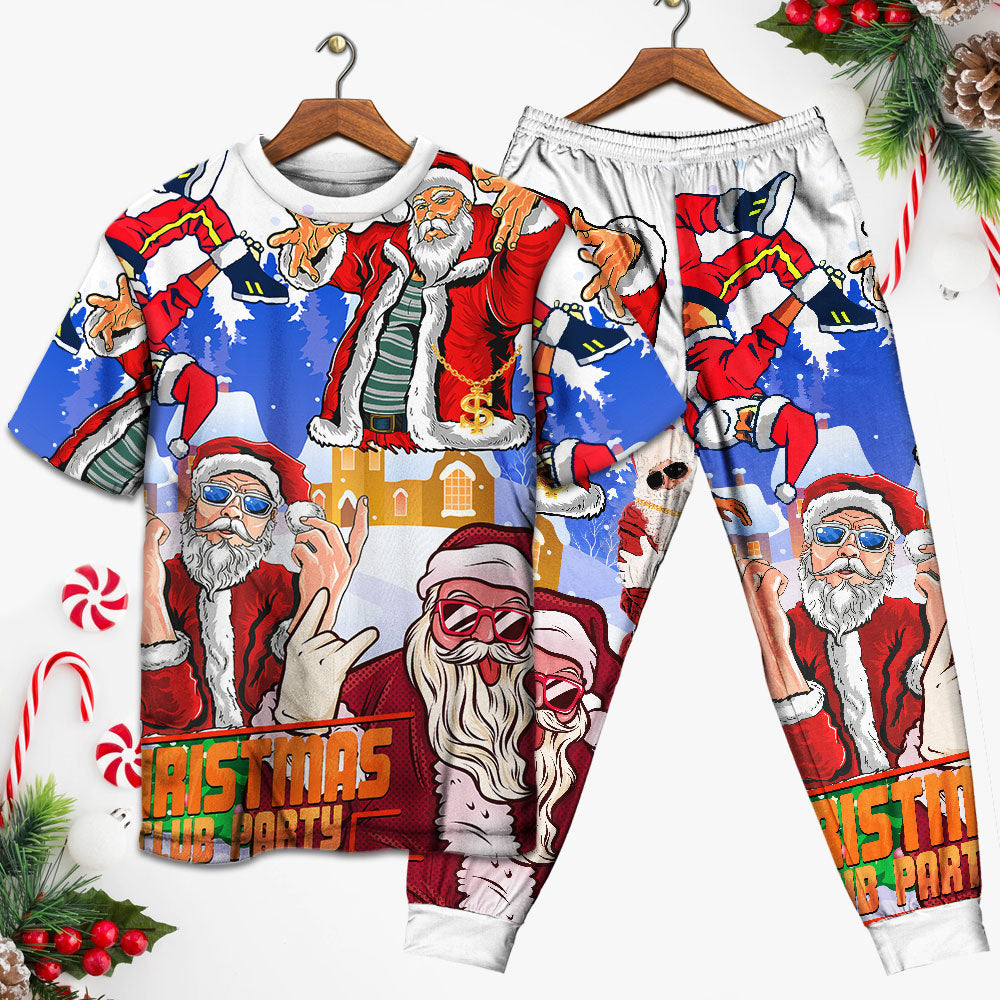 Christmas Santa Dances Like A Star - Pajamas Short Sleeve - Owls Matrix LTD
