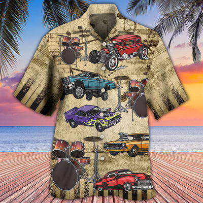 Car I Like Muscle Cars And Drums - Hawaiian Shirt - Owls Matrix LTD
