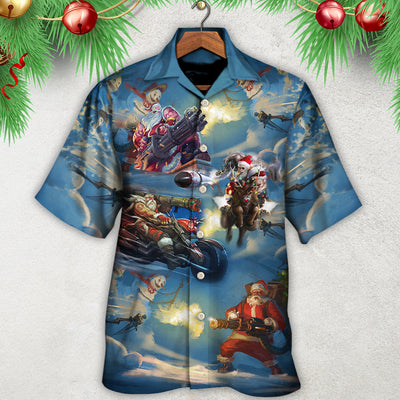 Christmas Santa Gun Fight In Xmas - Hawaiian Shirt - Owls Matrix LTD