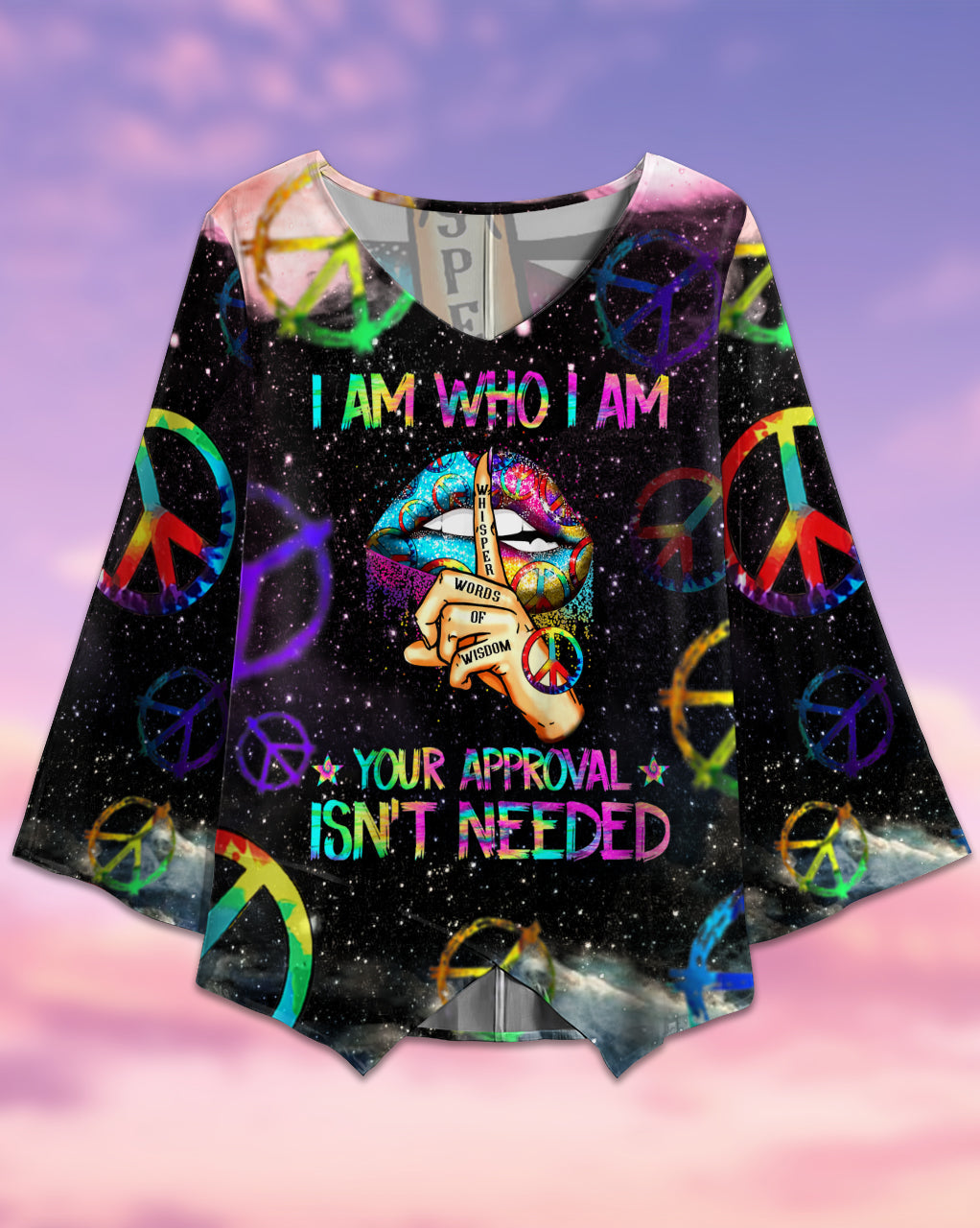 Hippie I Am Who I Am Your Approval Isn't Needed Colorful - V-neck T-shirt - Owls Matrix LTD