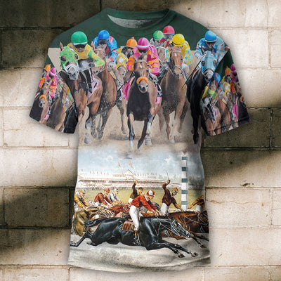 Horse Racing Great Horse Best Seat - Round Neck T-shirt - Owls Matrix LTD