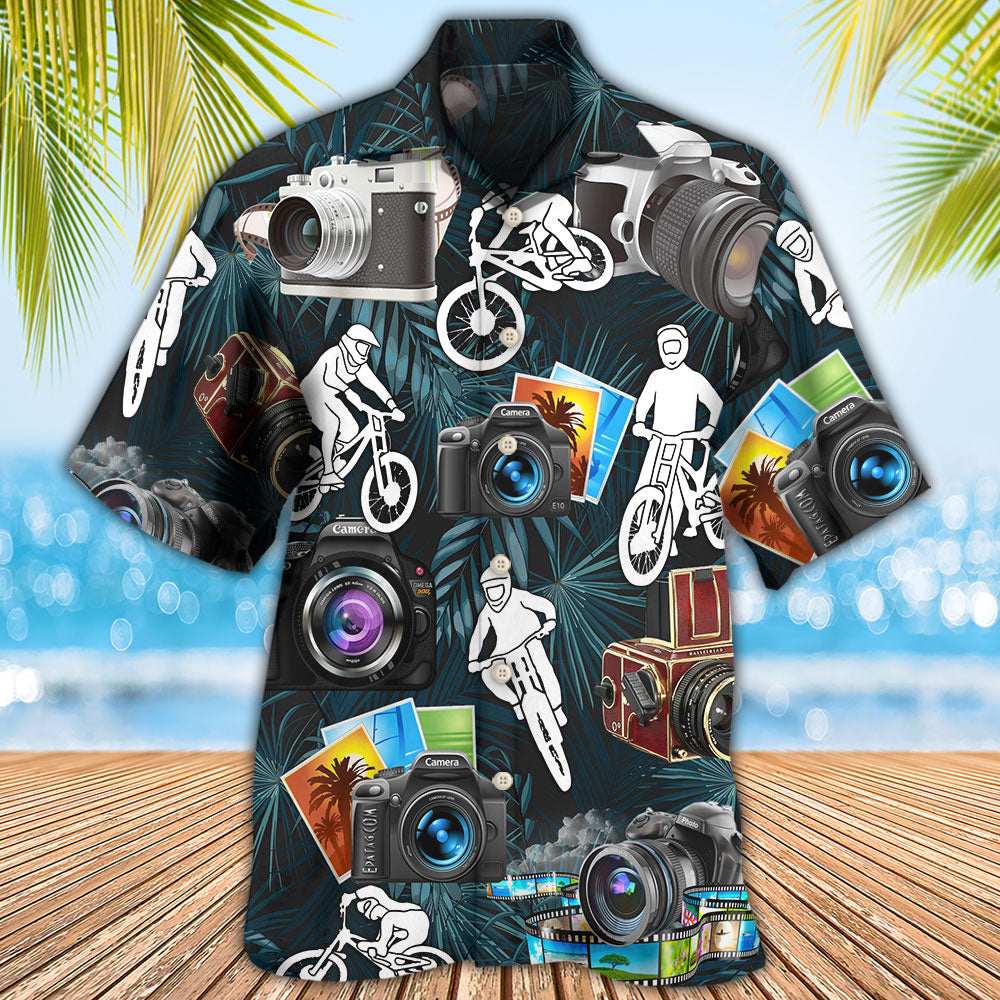 Camera I Like Cycling And Camera - Hawaiian Shirt - Owls Matrix LTD