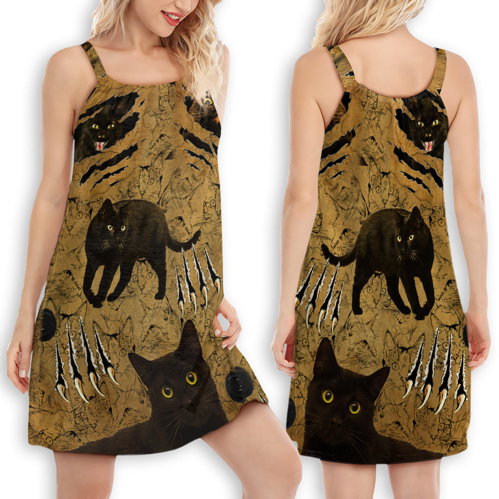 Cat Put Your Paws Up - Women's Sleeveless Cami Dress - Owls Matrix LTD