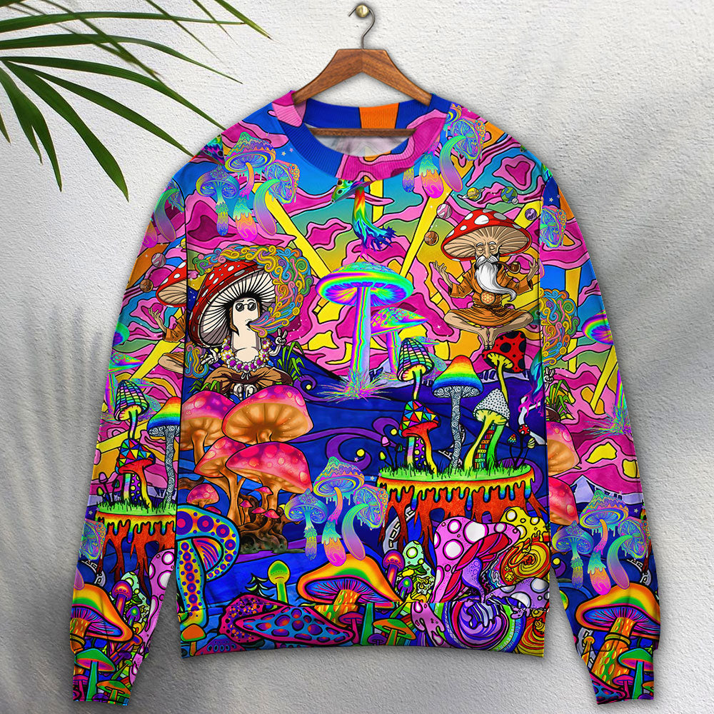 Hippie Magic Trippy Mushroom Awesome - Sweater - Ugly Christmas Sweaters - Owls Matrix LTD