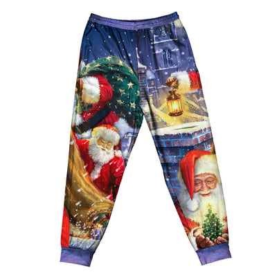Pants / S Christmas Funny Santa Claus Up On Rooftop Art Style - Pajamas Short Sleeve - Owls Matrix LTD