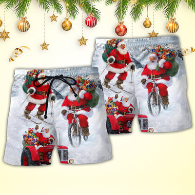 Christmas Having Fun With Santa Claus Gift For Xmas - Beach Short - Owls Matrix LTD