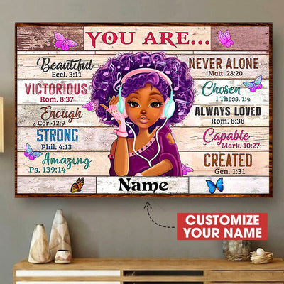Black Girl You Are Beautiful Strong Amazing Perzonalized - Horizontal Poster - Owls Matrix LTD