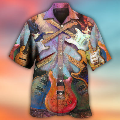 Guitar Abstract Colorful Lover Guitar Art Style - Hawaiian Shirt - Owls Matrix LTD