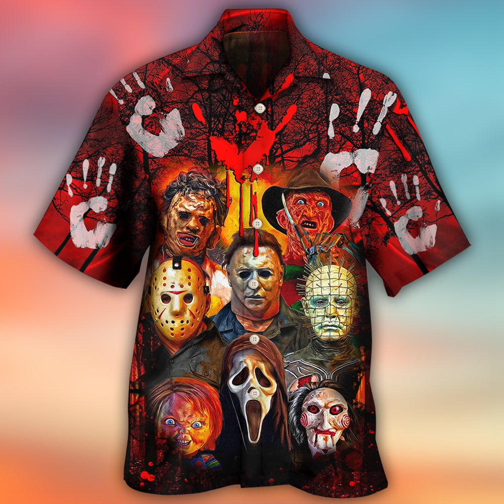 Halloween Horror Movie Characters Blood Scary - Hawaiian Shirt - Owls Matrix LTD