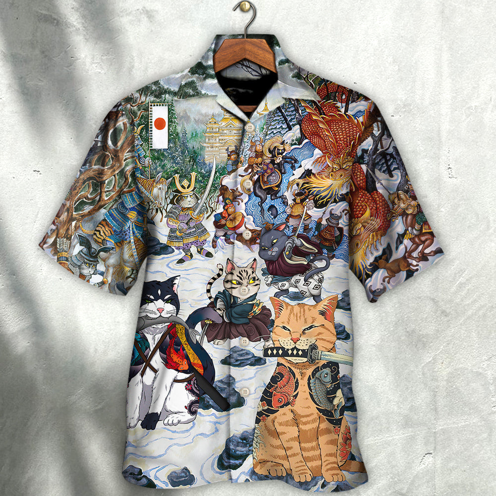 Samurai Cats - A Small Measure of Peace - Hawaiian Shirt - Owls Matrix LTD