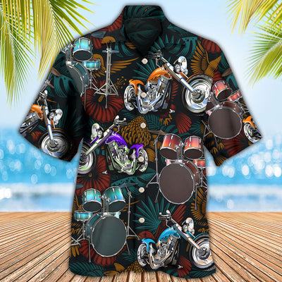 Drum I Like Drums And Motorcycles - Hawaiian Shirt - Owls Matrix LTD