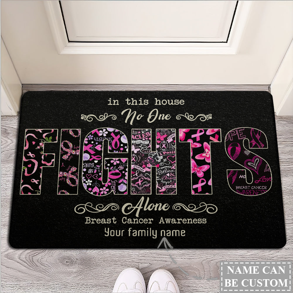 Breast Cancer In This House No One Alone Personalized - Doormat - Owls Matrix LTD
