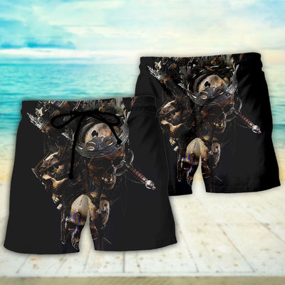 Skull Only In Their Death Can A King Live Forever - Beach Short - Owls Matrix LTD