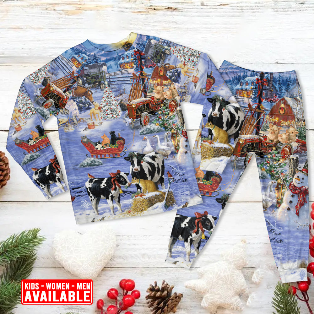 Christmas Snow Love Farm - Pajamas Long Sleeve - Owls Matrix LTD