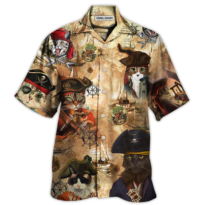 Hawaiian Shirt / Adults / S Cat Pirate Vintage Cool - Hawaiian Shirt - Owls Matrix LTD
