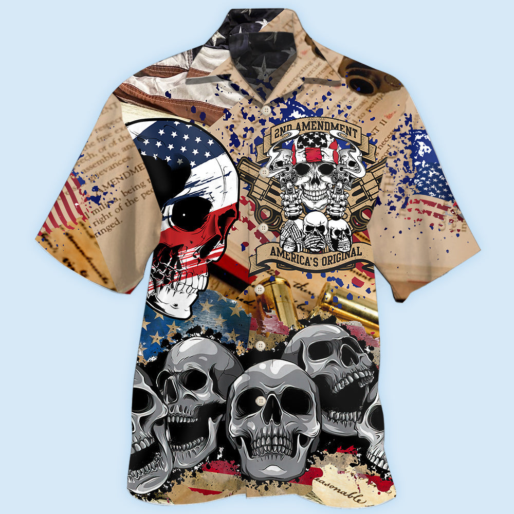 America 2nd Amendment Skull - Hawaiian Shirt - Owls Matrix LTD