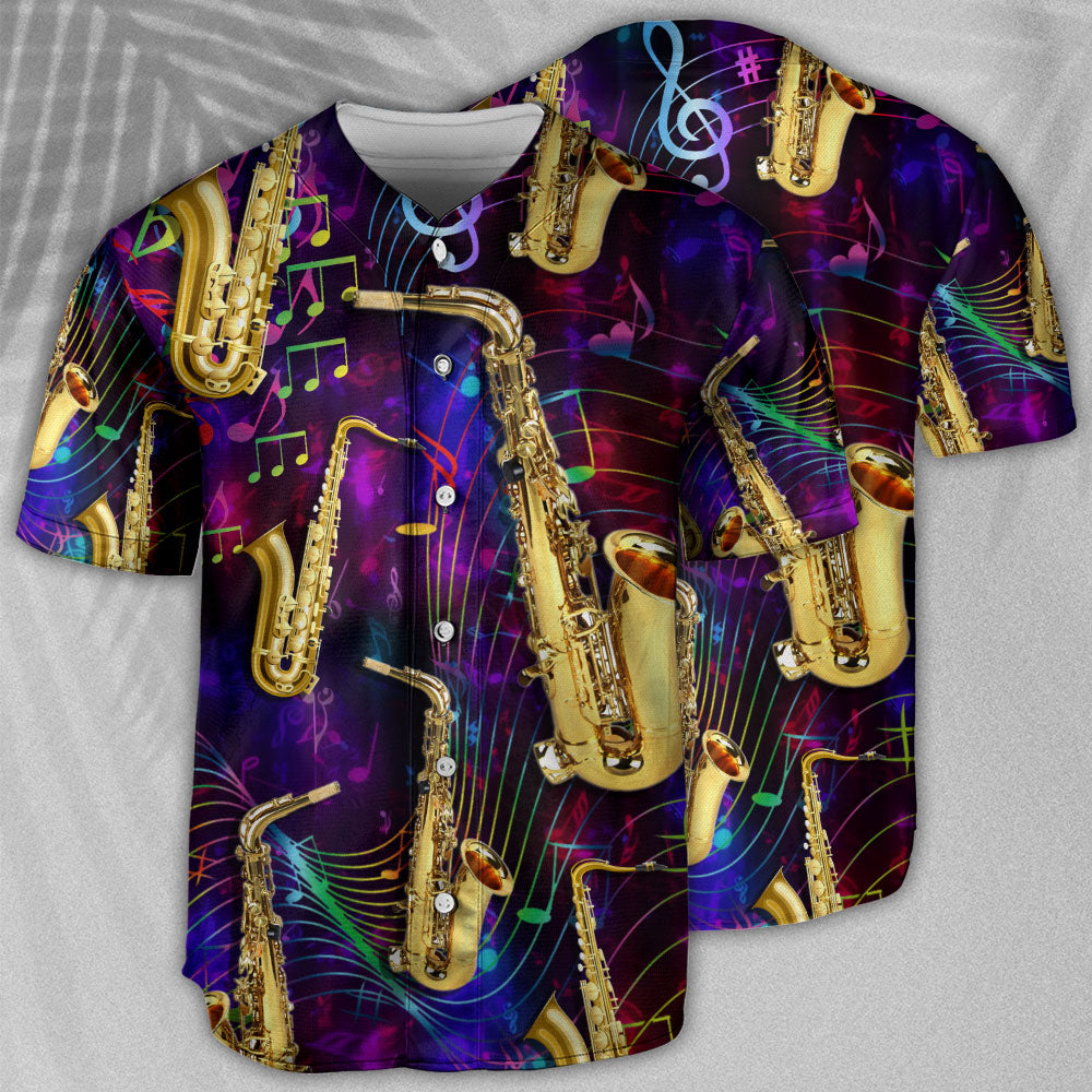 Saxophone Music Neon Art - Baseball Jersey - Owls Matrix LTD