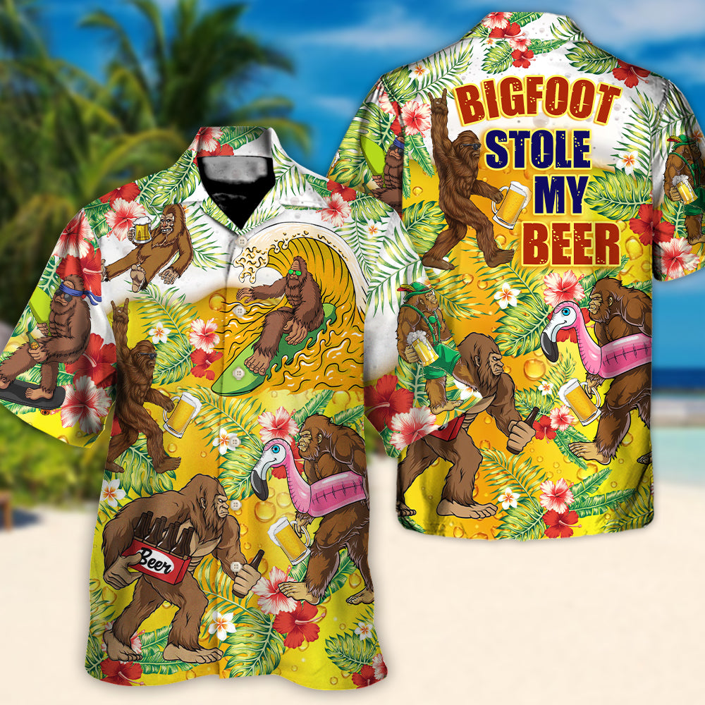 Beer Funny Bigfoot Stole My Beer Lover Beer Tropical Style - Hawaiian Shirt