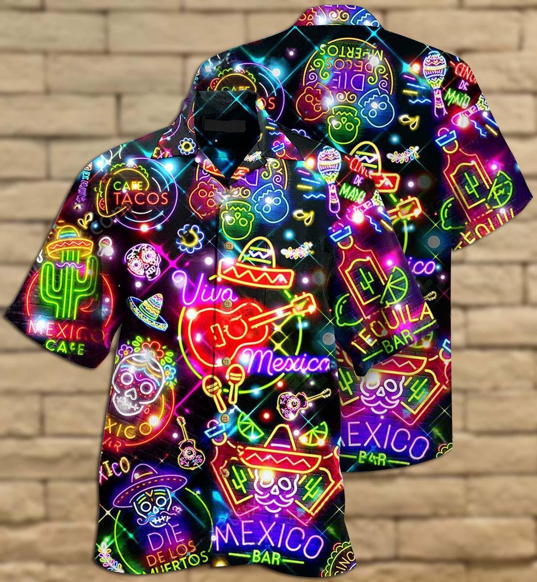Mexico Neon Color Style With Blink - Hawaiian Shirt - Owls Matrix LTD