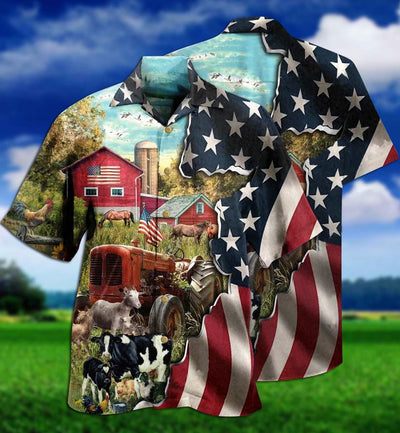 Farm Love Cows And Animals America - Hawaiian Shirt - Owls Matrix LTD