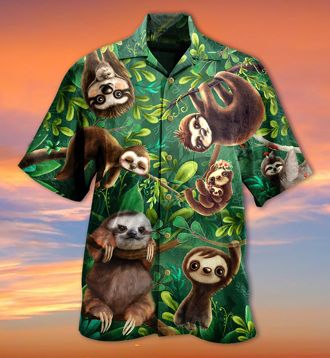 Sloth Lovely Cute Animals - Hawaiian Shirt - Owls Matrix LTD