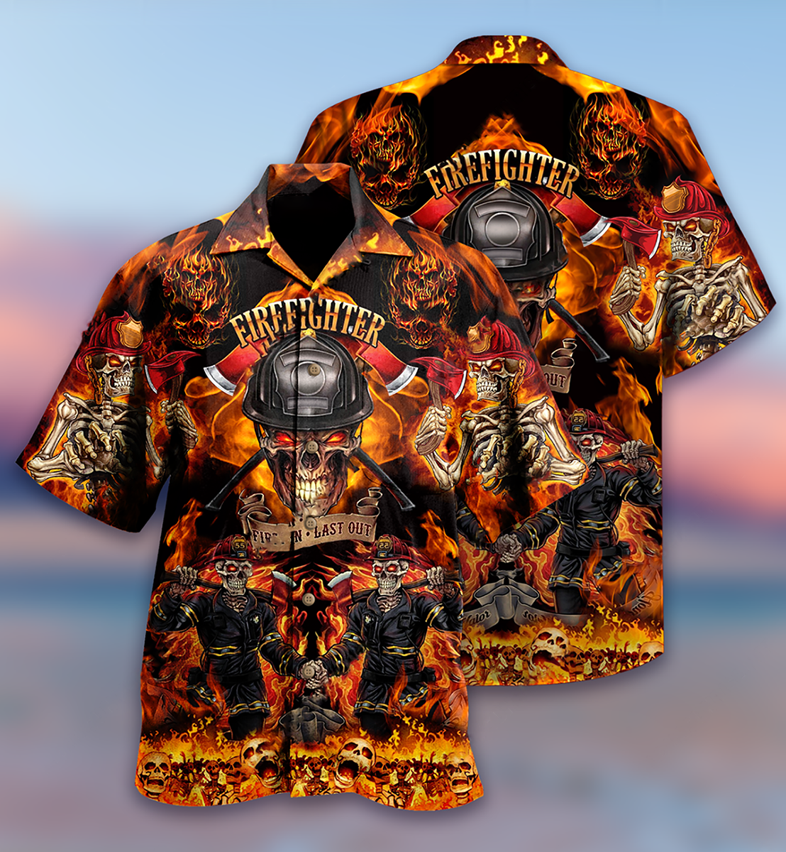 Firefighter On Fire Love Life - Hawaiian Shirt - Owls Matrix LTD