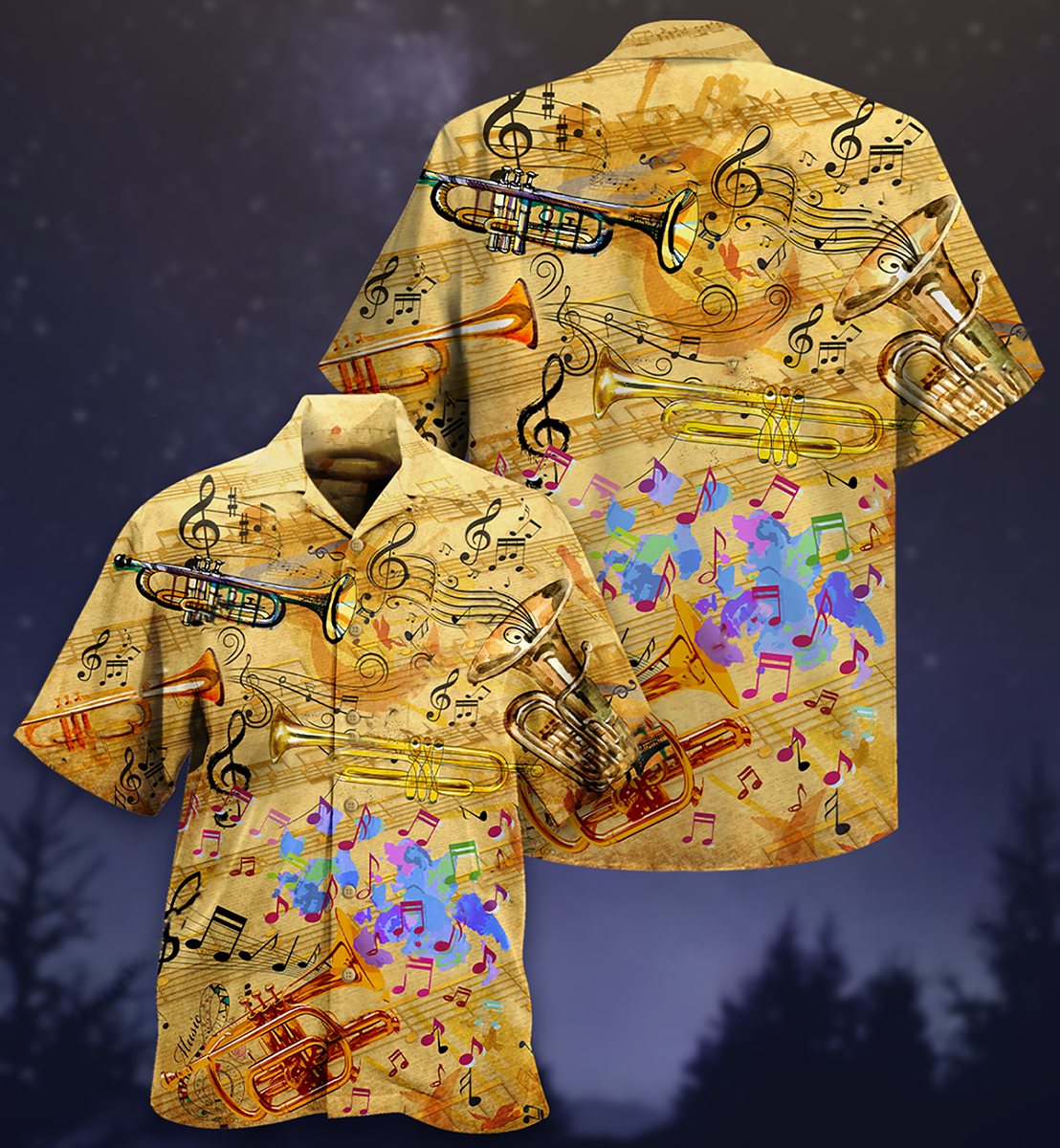Trumpet Music Vintage Life Peace - Hawaiian Shirt - Owls Matrix LTD