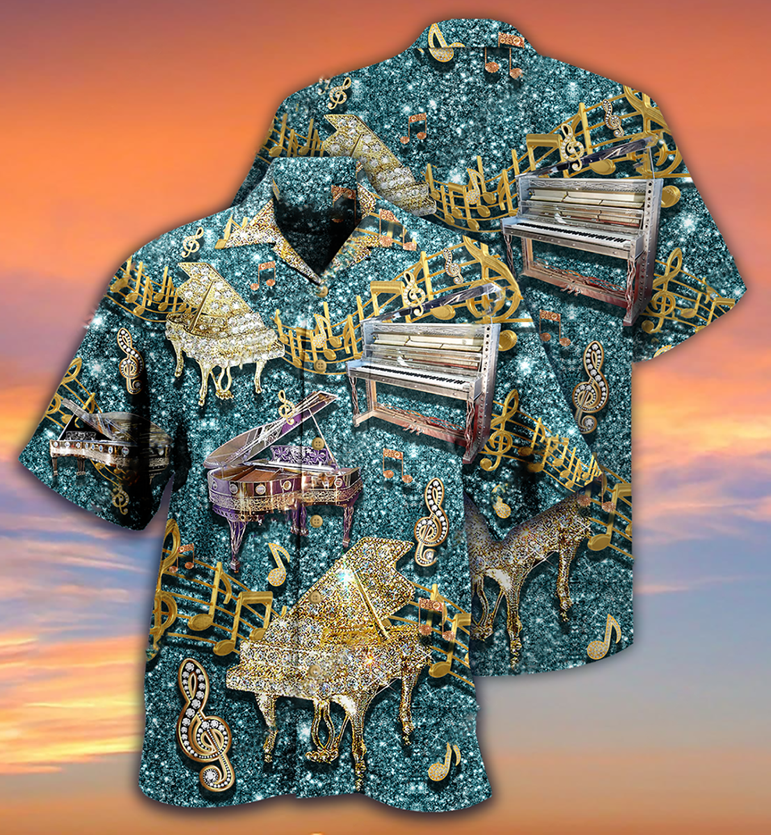 Piano Music Love Diamond Cool - Hawaiian Shirt - Owls Matrix LTD