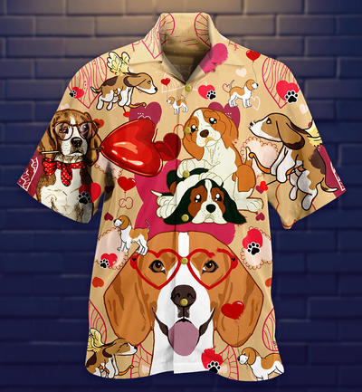 Beagle Dog And Valentine Love You - Hawaiian Shirt - Owls Matrix LTD