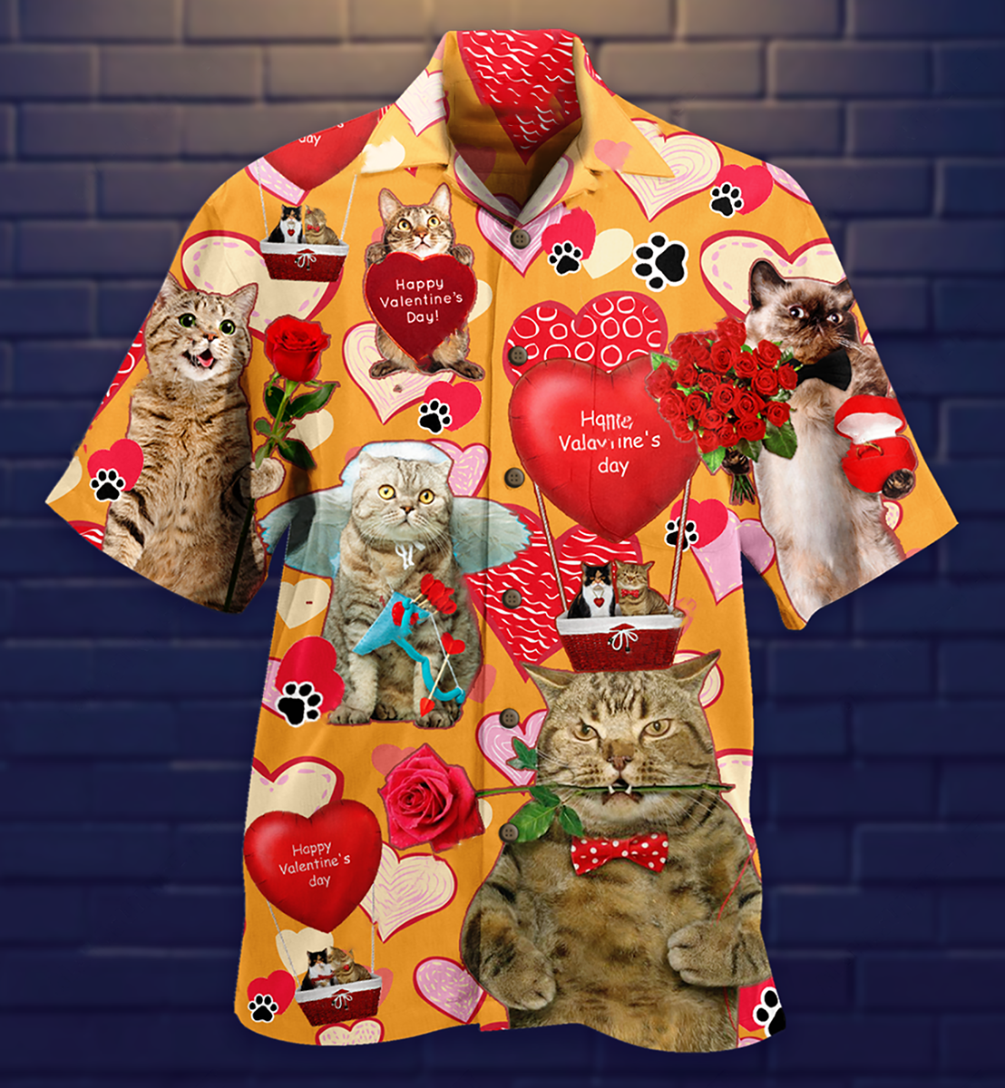 Cat Love You Forever Valentine - Hawaiian Shirt - Owls Matrix LTD