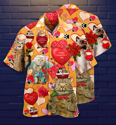 Cat Love You Forever Valentine - Hawaiian Shirt - Owls Matrix LTD