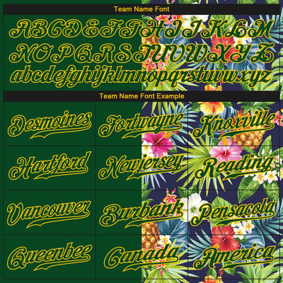 Custom 3D Pattern Design Tropical Pattern With Pineapples Palm Leaves And Flowers Authentic Baseball Jersey - Owls Matrix LTD