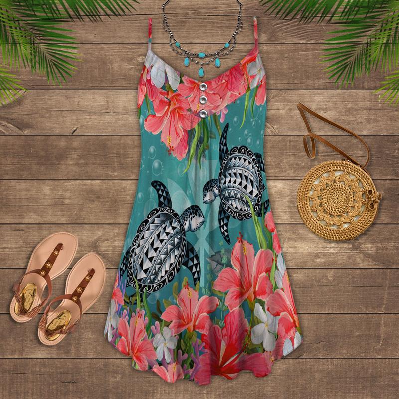Turtle Is Beach Soul Love Tropical Style - Summer Dress - Owls Matrix LTD