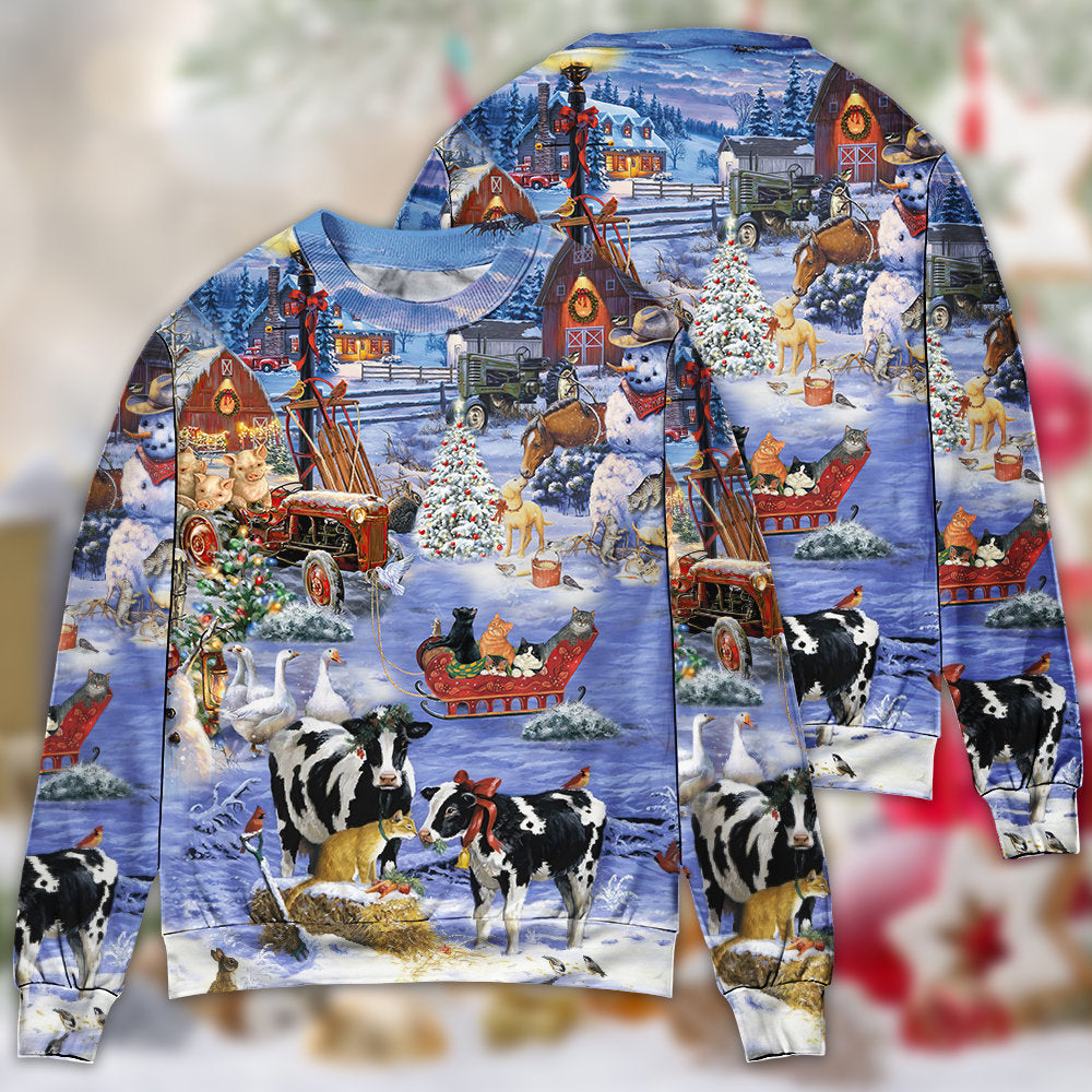 Christmas Love Farm Happy Life - Sweater - Ugly Christmas Sweaters - Owls Matrix LTD