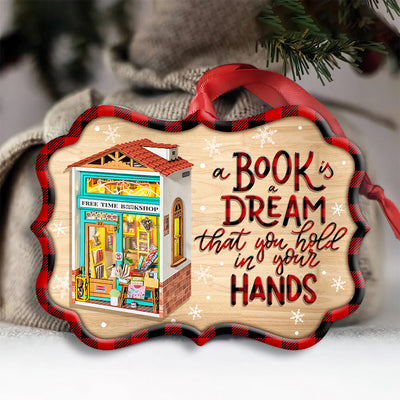 Bookstore Christmas Keep Calm And Read A Book - Horizonal Ornament - Owls Matrix LTD