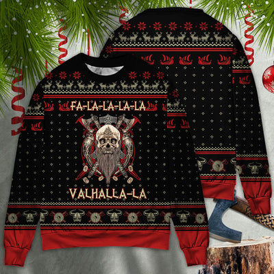 Viking Valhalla Black And Red La La - Sweater - Ugly Christmas Sweaters - Owls Matrix LTD
