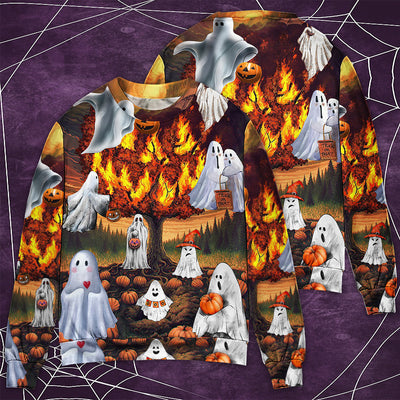 Halloween Boo Pumpkin Burning Scary - Sweater - Ugly Christmas Sweaters - Owls Matrix LTD