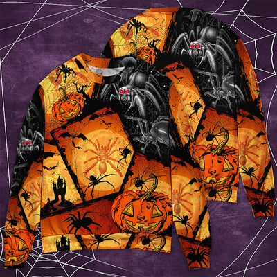 Halloween Spider Pumpkin Scary - Sweater - Ugly Christmas Sweaters - Owls Matrix LTD