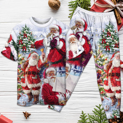 Christmas Santa Claus Is Coming To Town - Pajamas Short Sleeve - Owls Matrix LTD