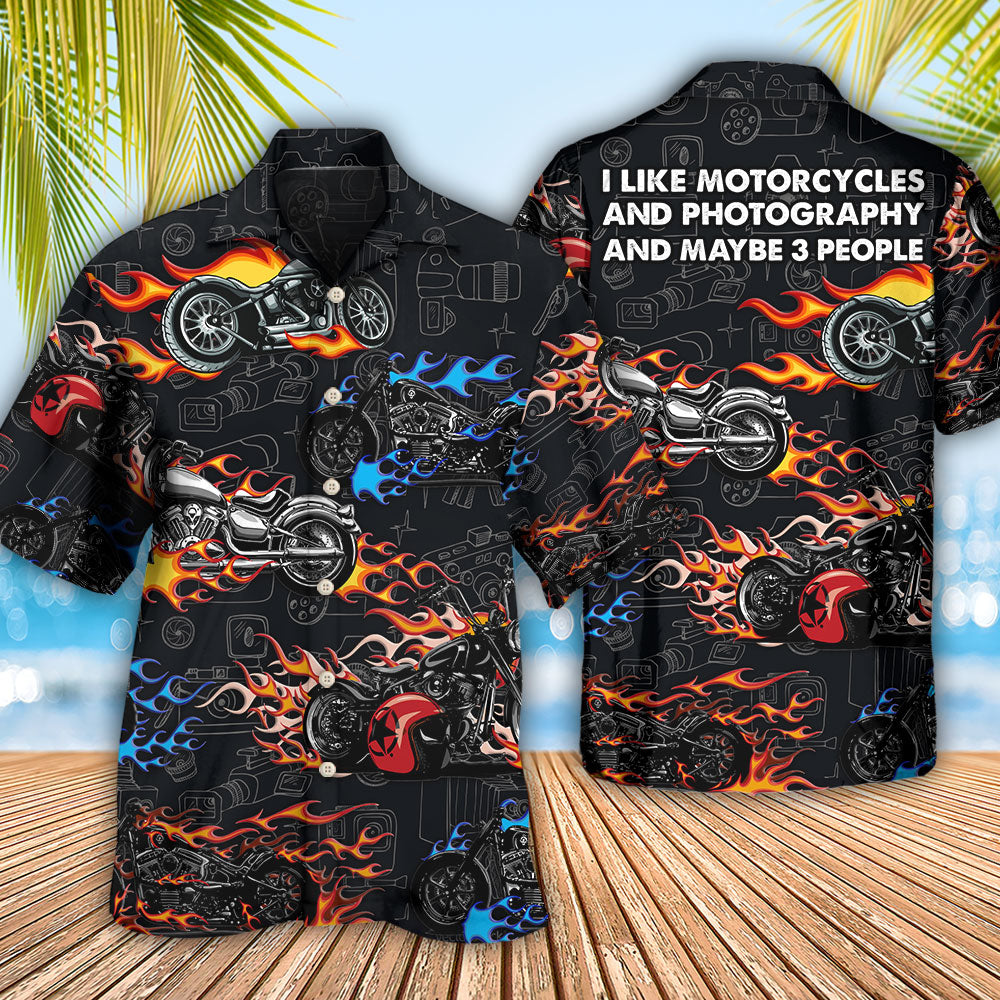 Motorcycle Photography I Like Motorcycles And Photography - Hawaiian Shirt - Owls Matrix LTD