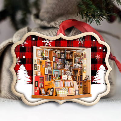Bookstore Christmas A Book Is A Dream That You Hold In Your Hands - Horizonal Ornament - Owls Matrix LTD