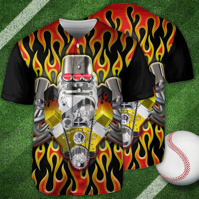 Hot Rod Special Flame - Baseball Jersey - Owls Matrix LTD