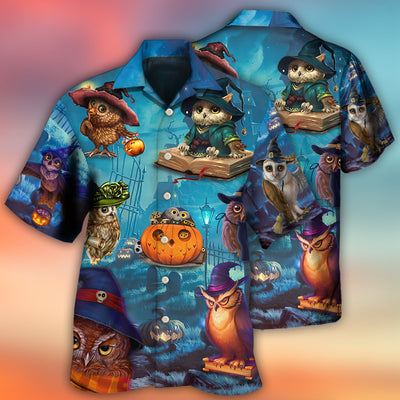 Halloween Owl Witch Sky Night - Hawaiian Shirt - Owls Matrix LTD